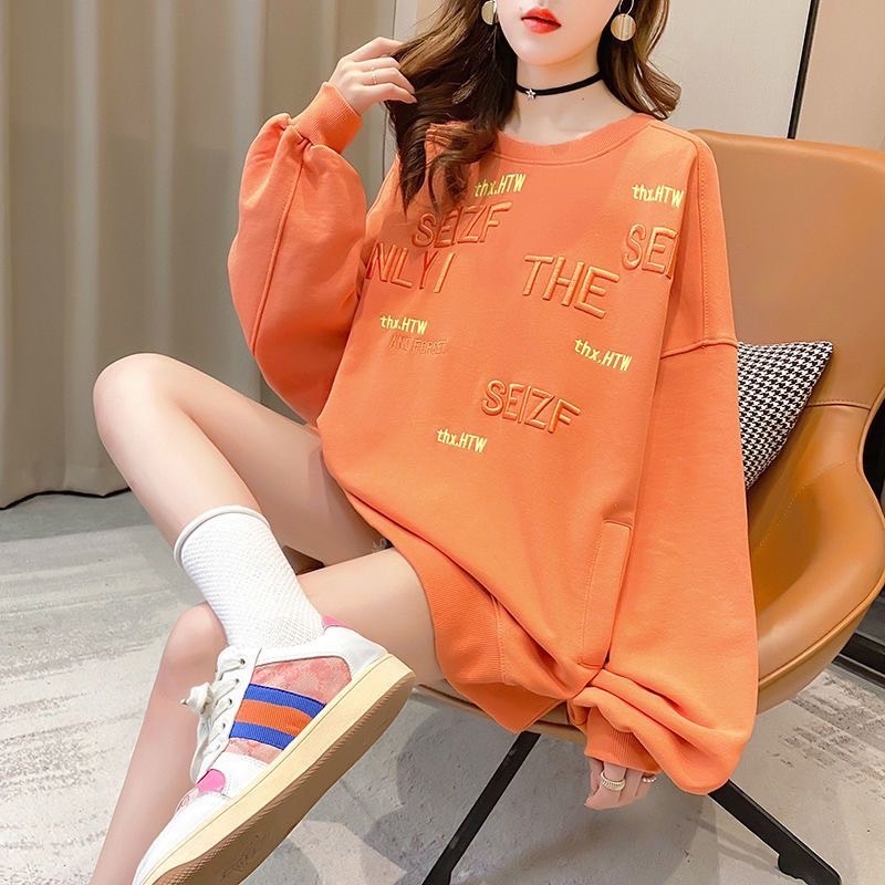 เสื้อแขนยาวแฟชั่น Oversize (อก 52-64 นิ้ว) คอกลม ปัก THE SEIZE UONLY ผ้าคอตตอล พร้อมส่ง  B45