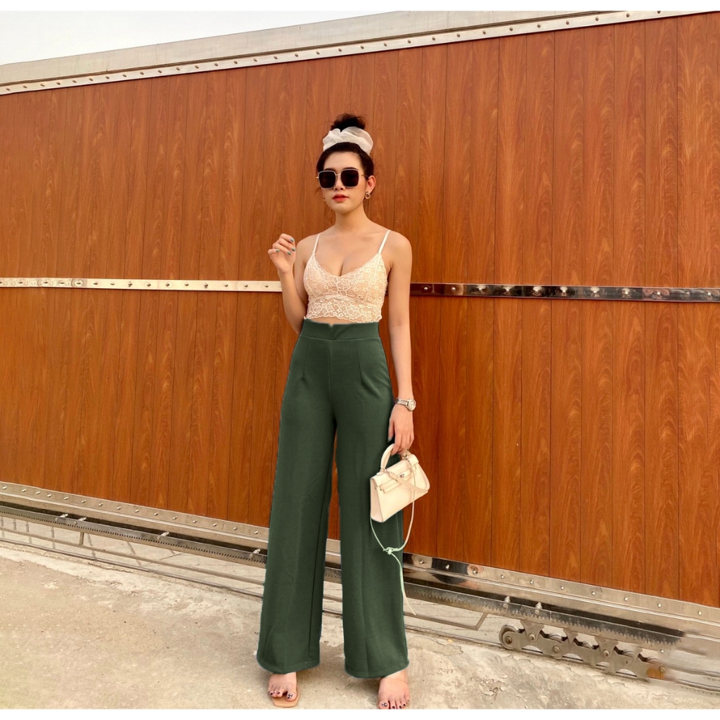 กางเกงผ้าวูลเวฟขากระบอกใหญ่เอววี (A6,A7,A8,A26,A27,A28,A46,A47,A47,A66) M2897