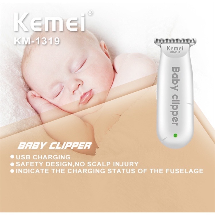 KEMEI KM-1319 ปัตตาเลี่ยนตัดผมเสียงเบา สำหรับเด็กขนาดเล็กกะทัดรัดโดยเฉพาะและพกพาสะดวก Baby hair Clip