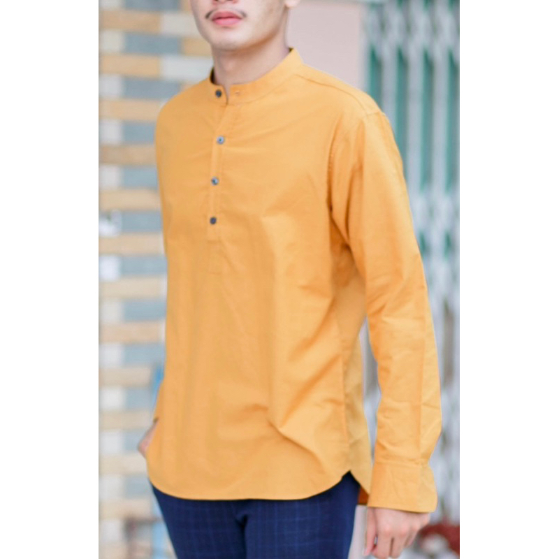 เชิ้ตคอจีนแขนยาว 4กระดุม ทรงสลิม 21สีผ้าCotton Oxford Premium