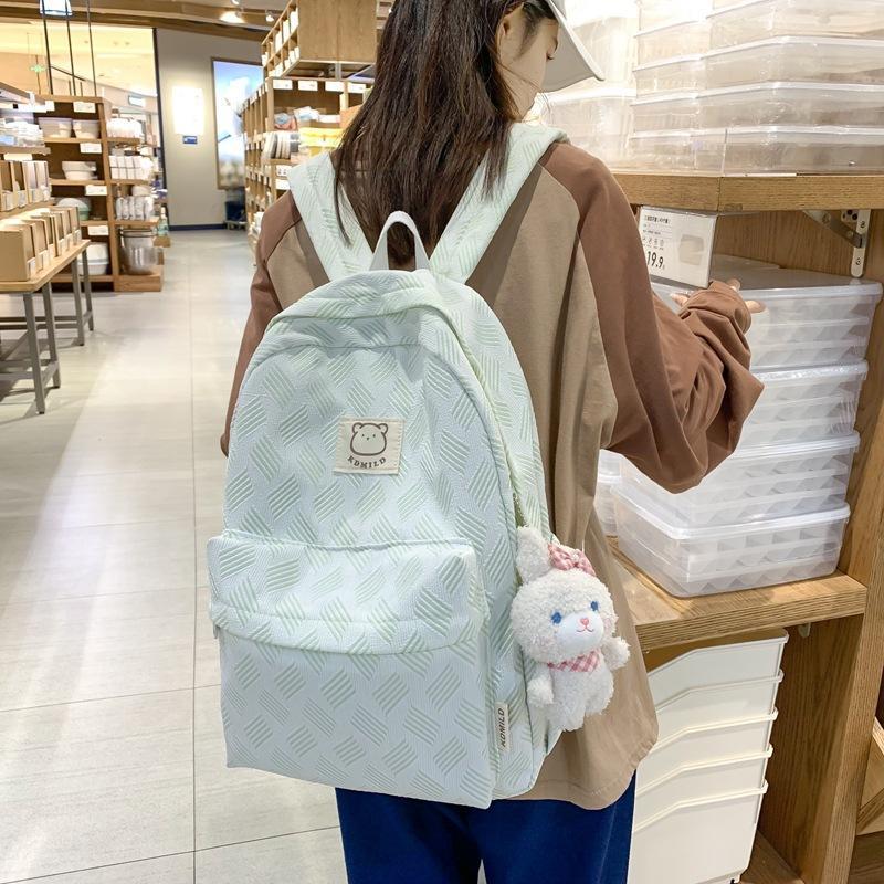 กระเป๋าเป้นักเรียนสะพายหลัง ความจุขนาดใหญ่ ลายตารางน่ารัก สไตล์ญี่ปุ่น เกาหลี ใส่แล็ปท็อปได้ เข้ากับทุกการแต่ - รูปที่ 2
