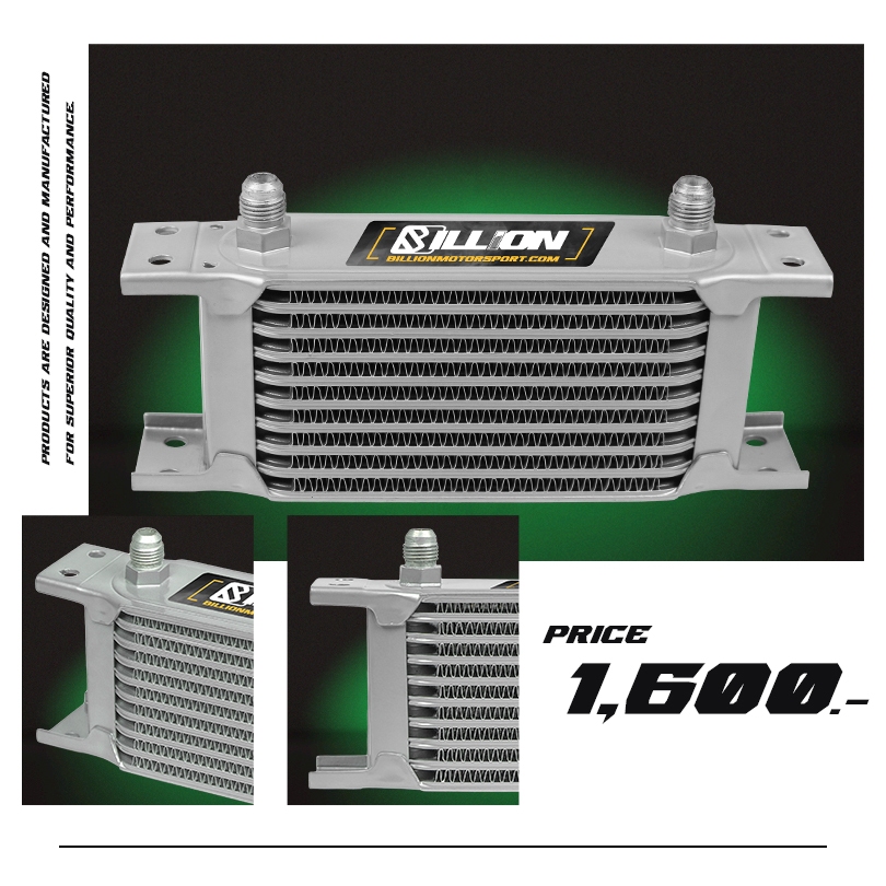 OIL COOLER KIT BILLION USDM STYLE MINI AN6 210MM. SILVER (10 ROW) #แผงออยคูลเลอร์