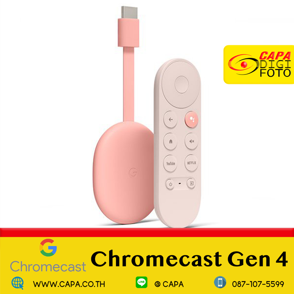 Google Chromecast Gen 4 with Google TV - Streaming Entertainment in 4K HDR - Sunrise