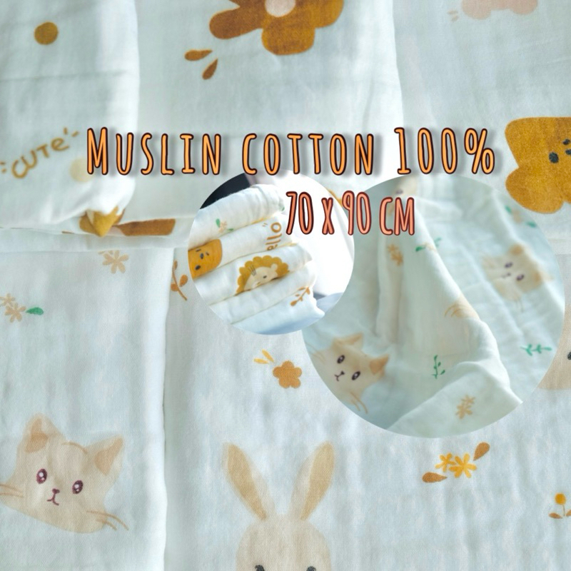 ผ้าอ้อมมัสลิน 🐨 ผ้าธรรมชาติ 100% ผ้าเช็ดตัวเด็ก 💕🧸🛁