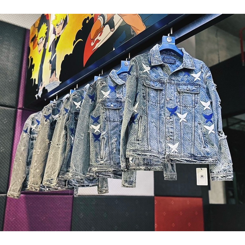 พร้อมส่ง ของแท้💯 Holdem H8 Monogram Washed destroyed denim Jacket