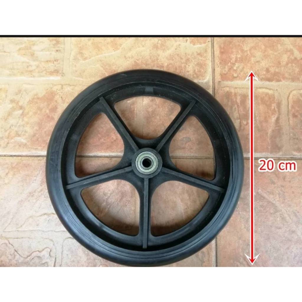ล้อรถเข็น อะไหล่รถเข็นต่างๆ ล้อหนา 2.4cm. แกน 8 mm.