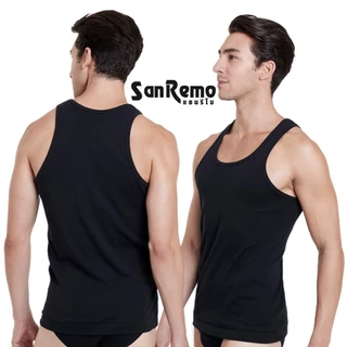 Sanremo เสื้อยืด ติดแอร์ แซนรีโม Modern Classic Cotton 100% ผ้านุ่ม เนื้อละเอียดระบายเหงื่อดี สวมใส่สบาย สีดำ NIS-SCT-BL