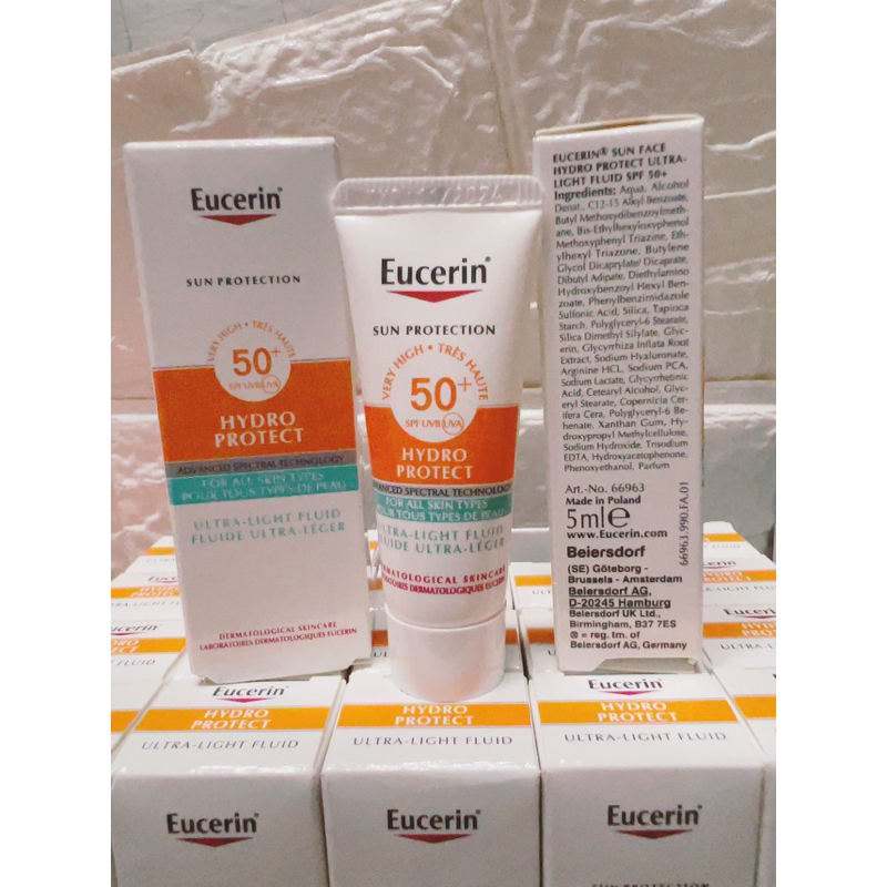 3ชิ้น 159฿ Exp.11/2025 ขนาดทดลอง Eucerin Sun Protection SUN HYDRO PROTECT ULTRA LIGHT FLUID SPF50+