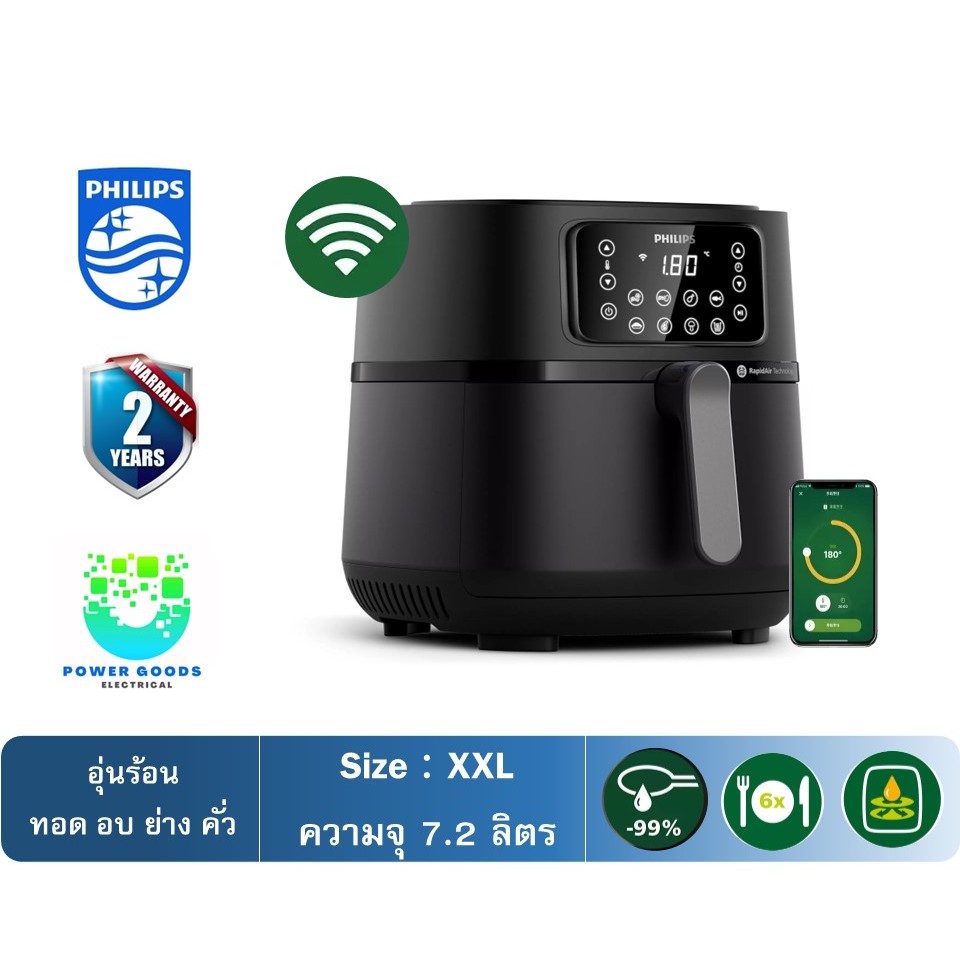 Philips หม้อทอดไร้น้ำมัน (XXL) รุ่น HD9285/90 (ความจุ 7.2 ลิตร)