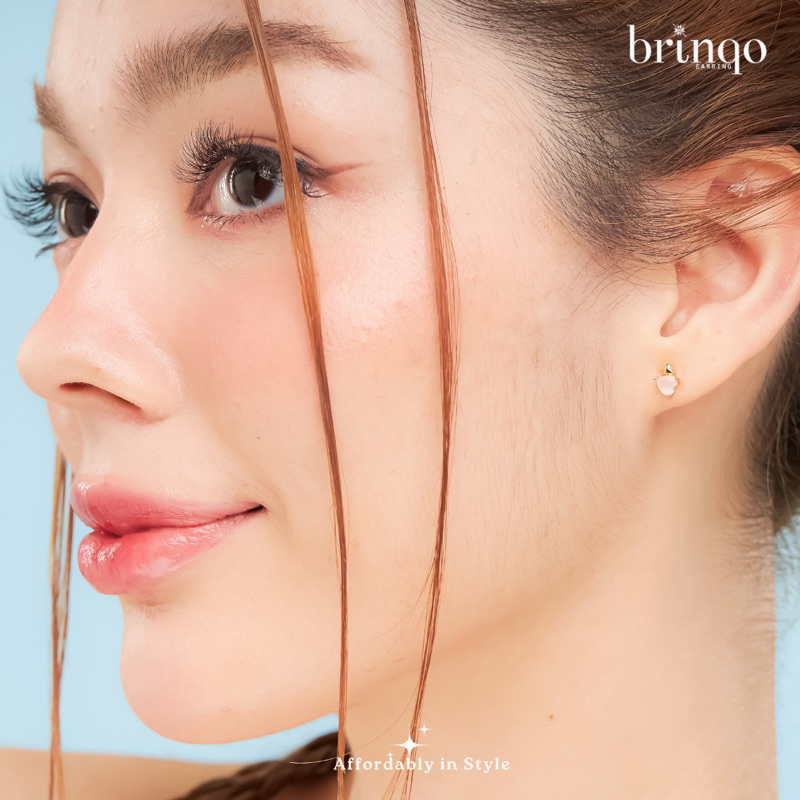 Brinqo 18K Brass Earring ต่างหูทองเหลือง18K tiny heart earring
