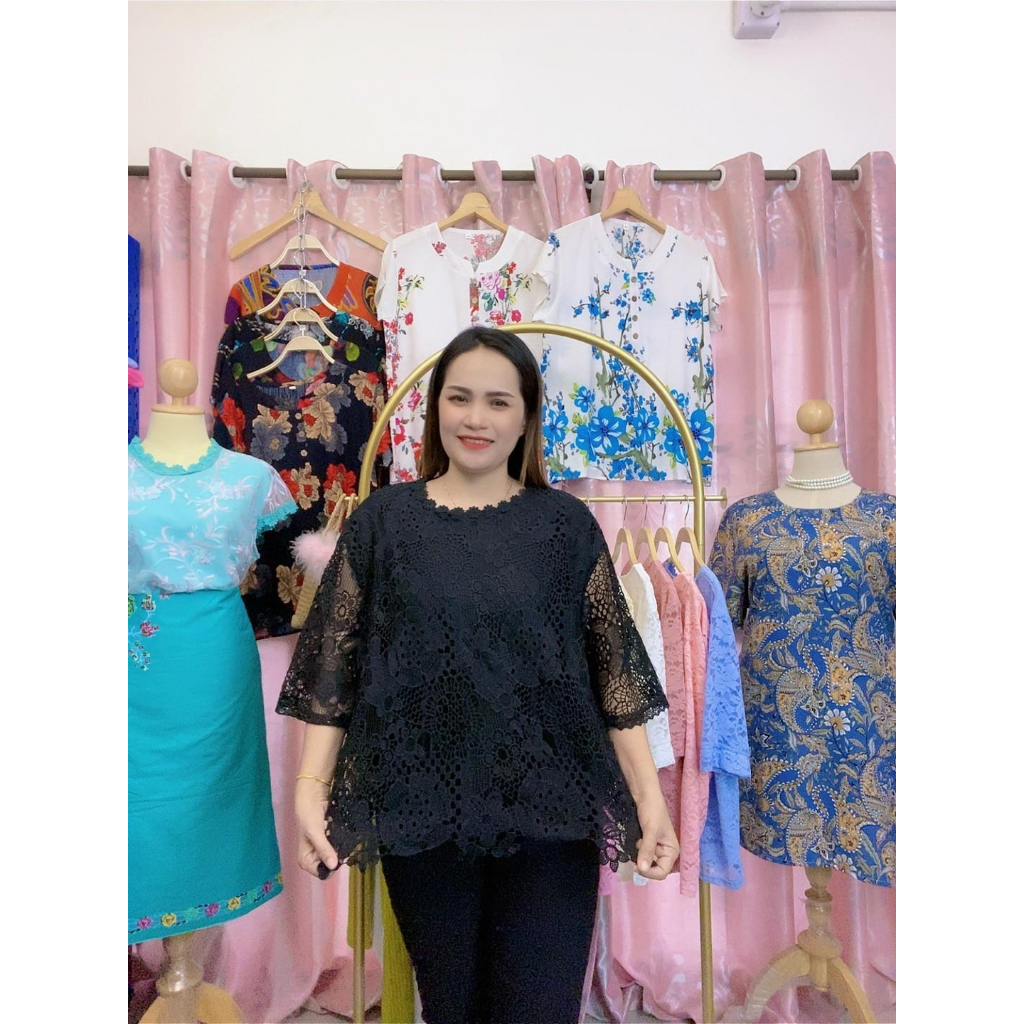 เสื้อลูกไม้ เสื้อลูกไม้ผู้หญิง เสื้อลูกไม้สีดำ  รอบอก 50-52 นิ้ว รุ่น5205สีขาว/ดำ - รูปที่ 5