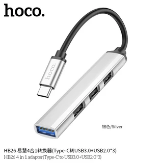 HOCO HB26 อะแดปเตอร์ฮับ 4in1 Type-C / USB to USB 3.0+ USB 2.0 *3 อุปกรณ์เพิ่มช่องยูเอสบี ฮับยูเอสบี hc5