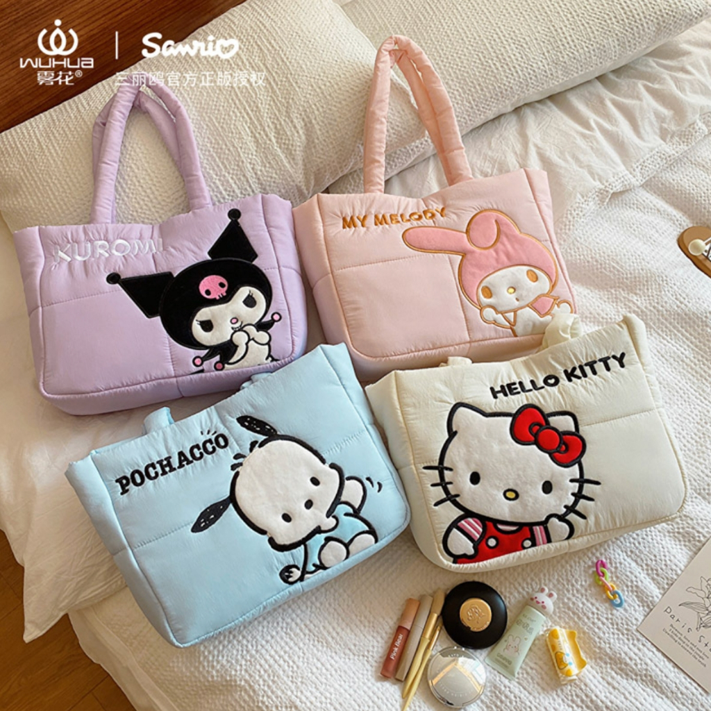 พร้อมส่ง💕 กระเป๋าสะพายไหล่ Sanrio Puffy Bag ลิขสิทธิ์แท้ ผ้าไนลอน นุ่มๆ