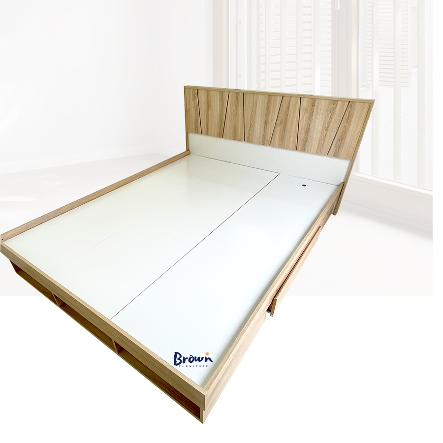 เตียง มีลิ้นชัก ขนาด3.5ฟุต มีช่องเก็บของปลายเตียง [🚚ส่งฟรี สินค้าพร้อมส่ง] BROWNFURNITURE