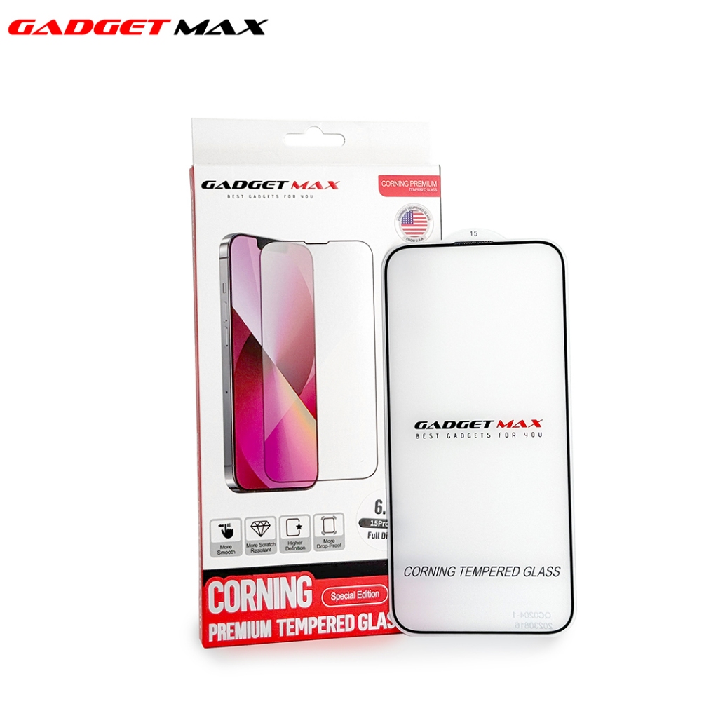 GADGET MAX-- CORNING IPHONE 15 PRO 6.1" ANTI-STATIC TEMPERED GLASS (NPL -9/2023)