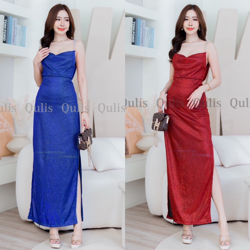 Baifern ชุดเดรสออกงาน ชุดราตรี ผ้าวิงค์