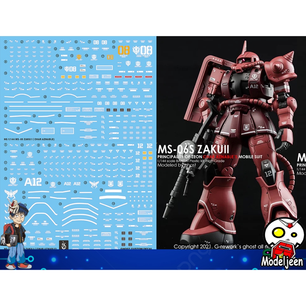(Ghost Decal) Water Decal 033 HG1/144 Zaku I & Zaku II Char Aznable`s