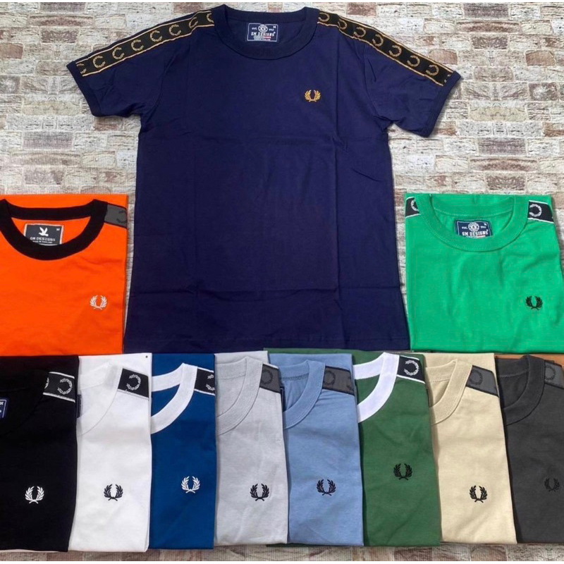 เสื้อยืด GM ปักรวงข้าว แขนแถบ ผ้าคอตตอน