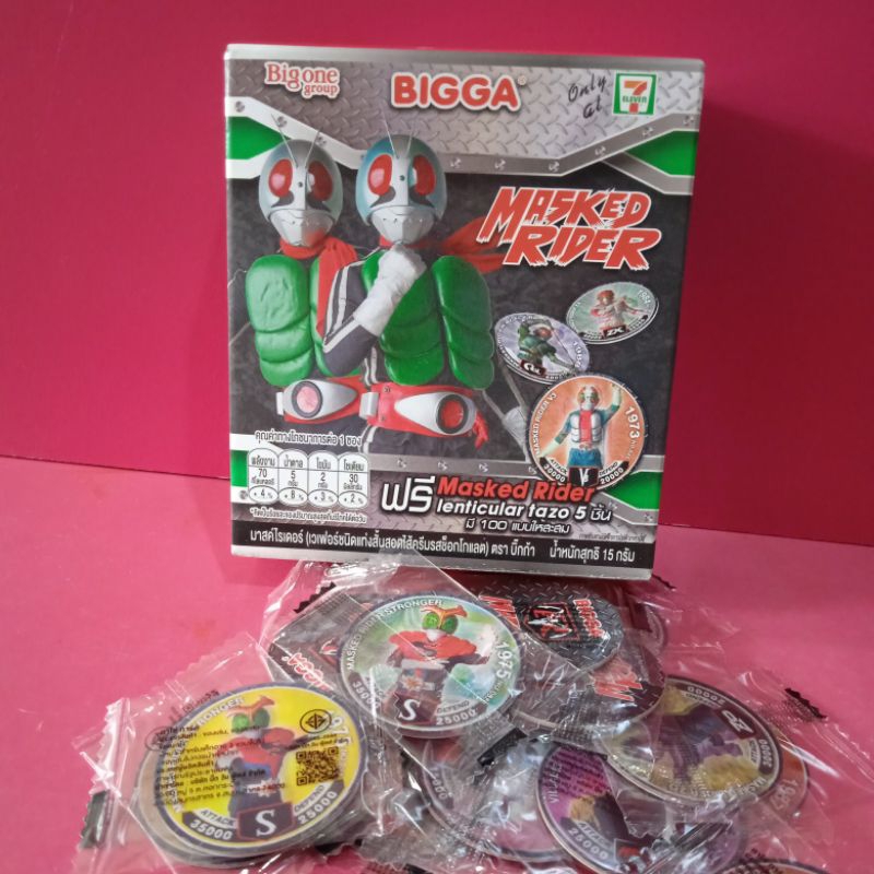 BIGGA MASKED RIDER lenticular tazo ของสะสมมาสค์ไรเดอร์ ของเล่นไอ้มดแดง ขนมBigga