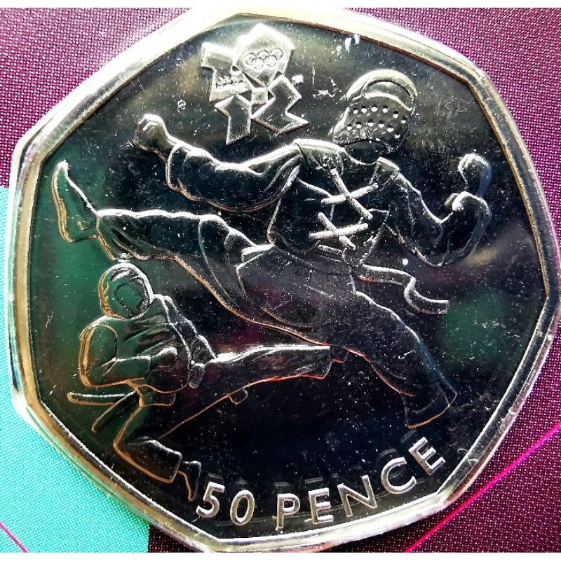 เหรียญ​อังกฤษ​ UK, 50 Pence, (ที่ระลึก​โอลิมปิก​2012​ลอนดอน), Taekwondo, mint pack