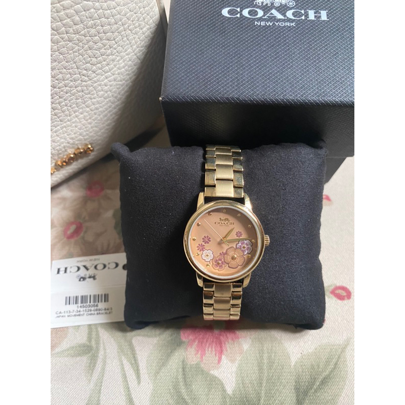 พร้อมส่ง นาฬิกาหน้าปัดดอกไม้ Coach Coach New York Rose Gold Stainless-Steel Case Stainless-Steel Bracelet Ladies  28mm