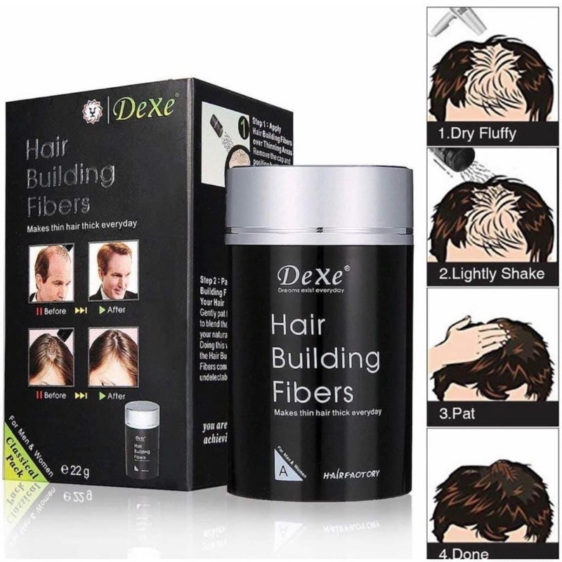 นำเข้าเอง ส่งเร็ว DEXE Hair Fiber แท้ 100% ผงไฟเบอร์แบรนด์ดังระดับโลก เพิ่มผมหนา ปิดผมบาง