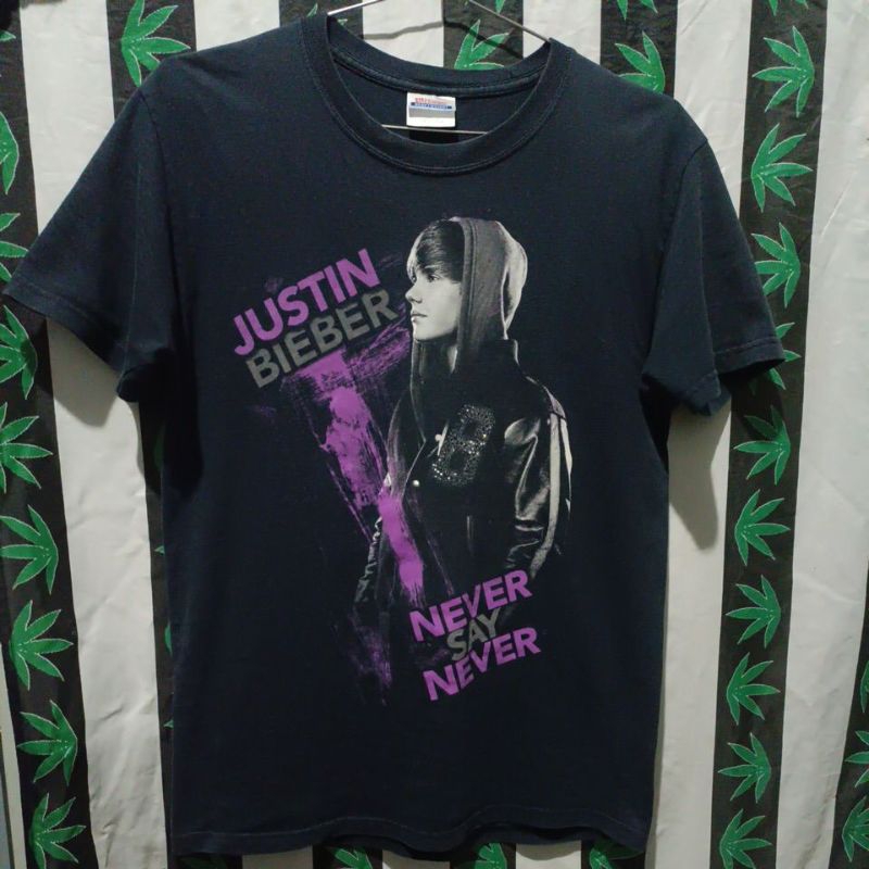 เสื้อยืดมือสอง Usa เสื้อวง นักร้อง Justin Bieber - Never Say Never ภาพยนตร์คอนเสิร์ต 2011 Limited⭐Rare Size M.อก20/ยาว28