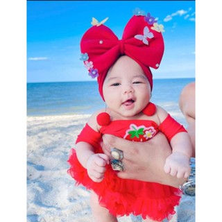 หมวกโบว์ปักผีเสื้อดอกไม้เด็กน่ารัก