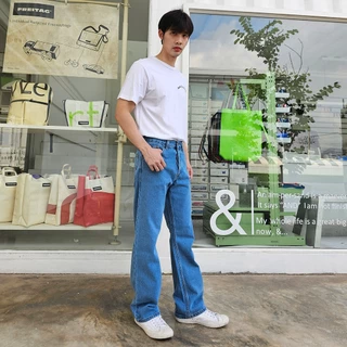 ใส่โค้ด GDZDEC1 Golden Zebra Jeans กางเกงยีนส์ชายทรงขากระบอกใหญ่ผ้าไม่ยืดเอวสูงไซส์เล็กไซส์ใหญ่ #209