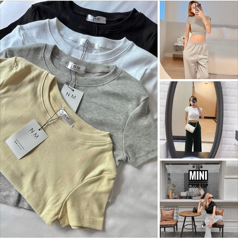 NM- Basic Mini Crop top ✨เสื้อครอป ทรงเข้ารูป เอวไม่บาน พร้อมส่ง 15 สี