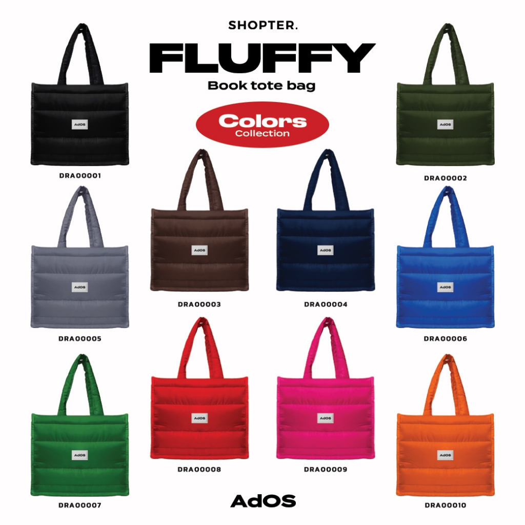 กระเป๋า Fluffy Book Tote Bags Colors Collection รหัส DRA00001-DRA00090 #FluffyBookToteBag #AdOS