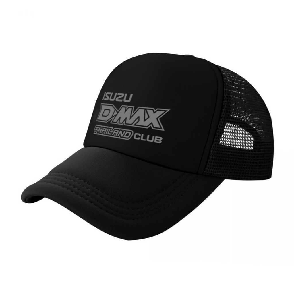 หมวกแก็ป หมวกเบสบอล หน้าบุฟองน้ำ หลังตาข่าย สกรีน ISUZU D-MAX ด้วย Flex pu ขอบเรียบ สวย คมชัด