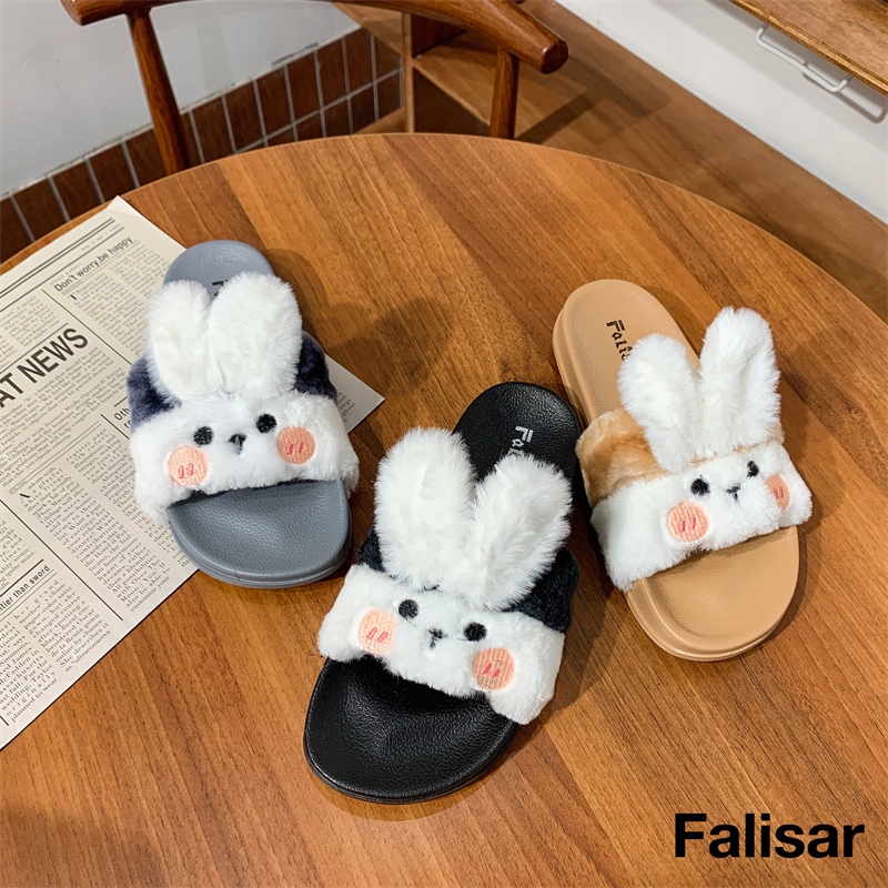 Falisar รองเท้าเเตะเเฟชั่นผู้หญิง เเบบสวมขนเฟอร์ รุ่น 1768-3