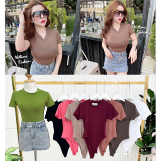 💰Pangpang💰 บอดี้สูท คอเต่า แขนสั้น ผ้าเรย่อน เป้าแป้ก รอบอก3…