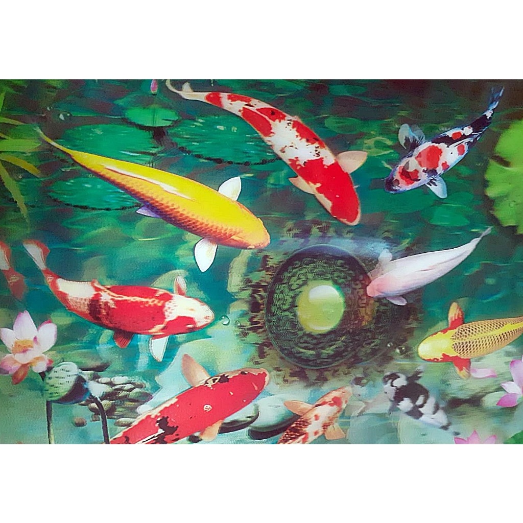 ภาพ 3 มิติ ปลาคราฟ 9 ตัวเป็นที่นิยมมากสำหรับเสริมฮวงจุ้ยเป็นสัญลักษณ์ของความร่ำรวยมั่งคั่งเงินทองผลกำไรจากการค้าขาย - รูปที่ 7