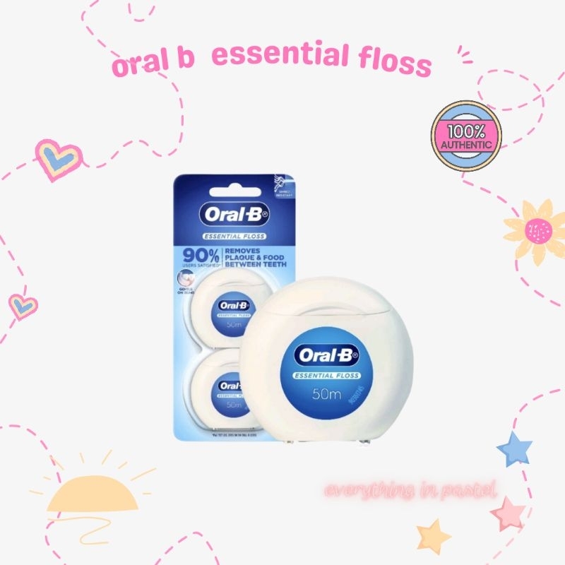[A025] ของแท้ ฉลากไทย แพคคู่ Oral-B essential floss 50 m x 2 pcs ออรัล-บี ไหมขัดฟัน เอสเซนเชี่ยล
