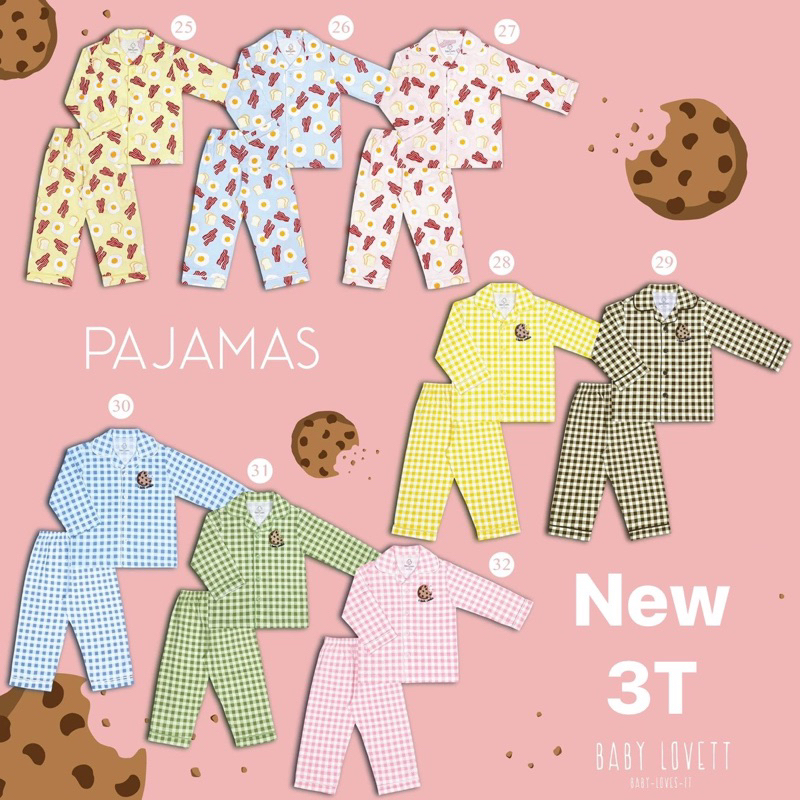 ชุดนอนคุกกี้ ไข่ดาว babylovett new bblv 3T พร้อมส่ง ของแท้