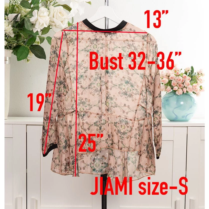 เสื้อยืดมือสอง คอกลมแขนยาวพอง ลายดอกสีน้ำตาล thumbnail 3