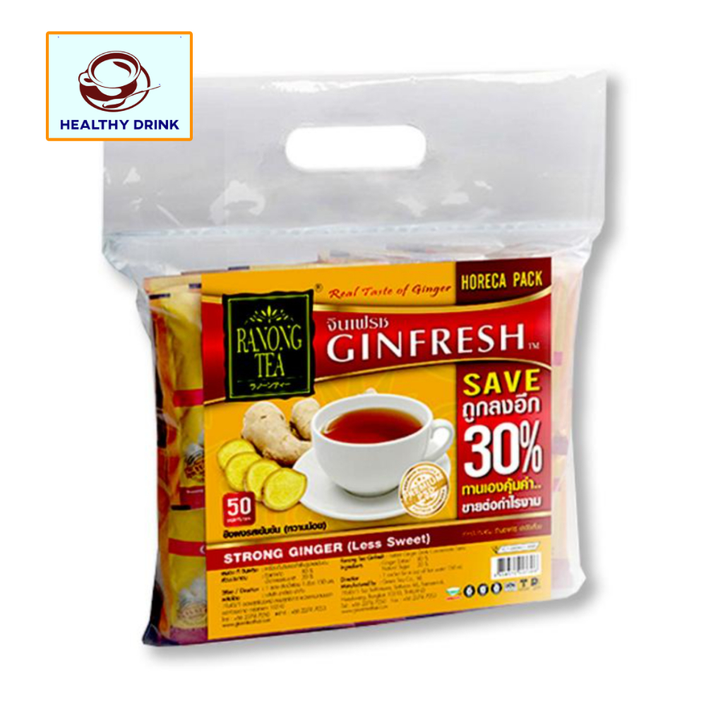 GINFRESH เรนองที จินเฟรช เครื่องดื่มขิงผงสำเร็จรูปรสเข้มข้น 50 ซอง แพ็ค ขิงผง ขิง แพ็คประหยัด