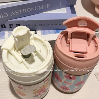 แก้วเก็บความเย็น แก้วเก็บอุณหภูมิ มีฝาและหลอดให้ ขนาด500ml เก็บความอุ่นได้6-8ชม พร้อมส่ง！！！