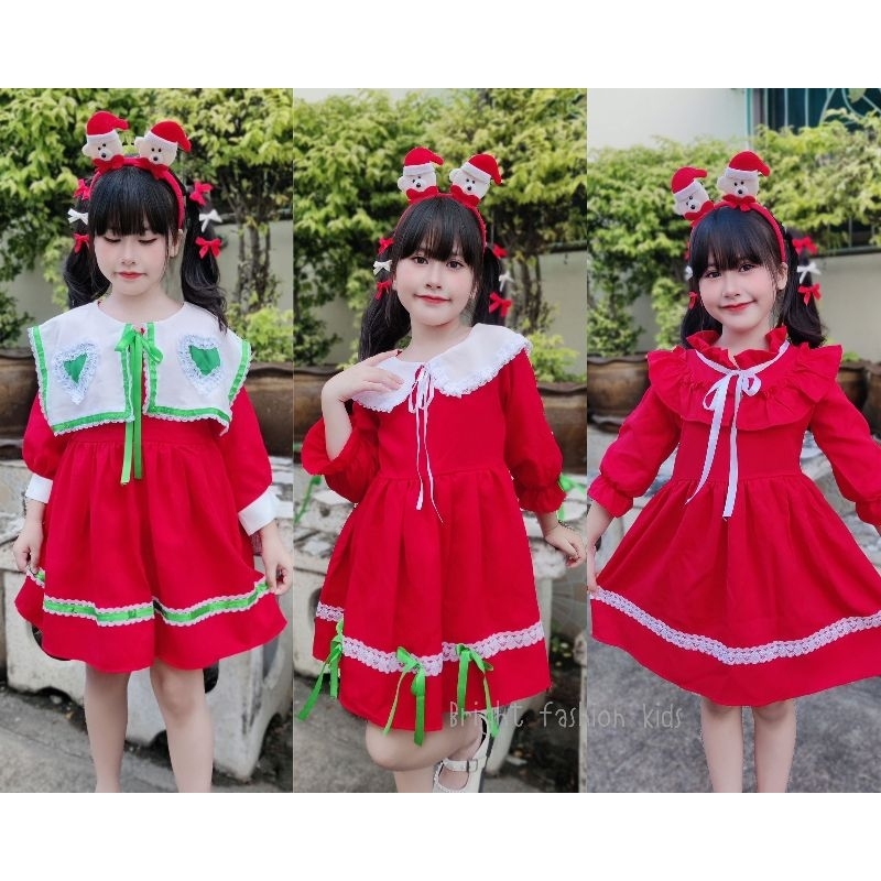 #ke ชุดซานตี้ ชุดวันคริสต์มาส ชุดซานตาคลอส ชุดสีแดงวันคริสต์มาส ชุดเด็กผู้หญิง แฟชันเด็กหญิง #py