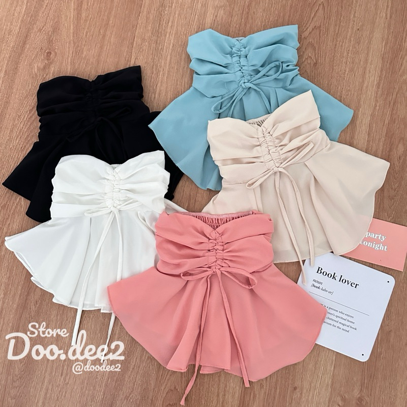 DOODEE2 เสื้อเกาะอก รูดสายช่วงอก ปล่อยชายระบาย