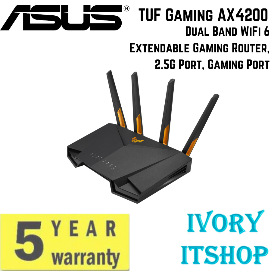 ASUS TUF Gaming AX4200 - เราเตอร์ Dual Band WiFi 6 Gaming Router with Mobile Game Mode, 3 steps port