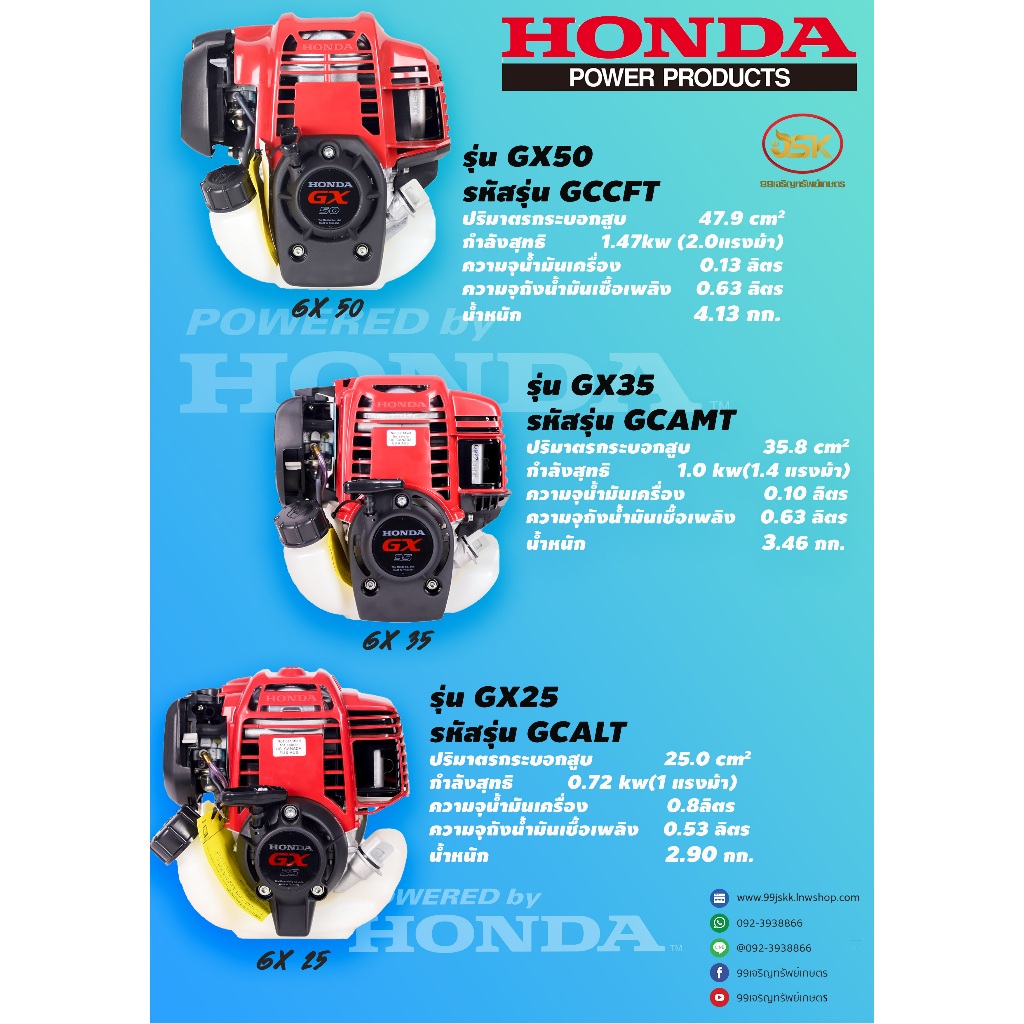 หัวเครื่องตัดหญ้า4จังหวะ HONDA GX50 GX35 GX25 ของแท้