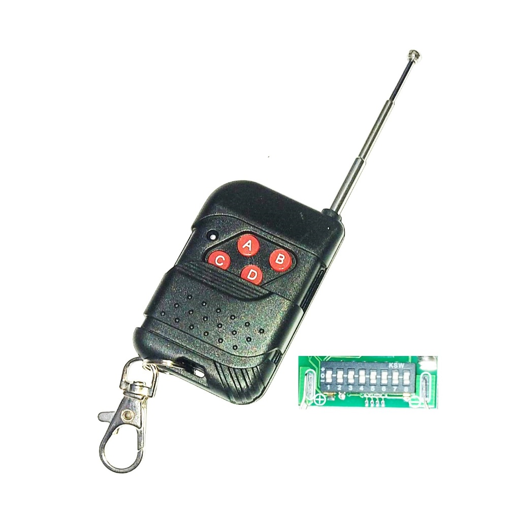 รีโมท แบบ 8DIP มีเสาอากาศ รีโมตควบคุมประตูโรงรถ 433Mhz ชิพ PT2262 SCT2260 HS2262 FIXED CODE REMOTE