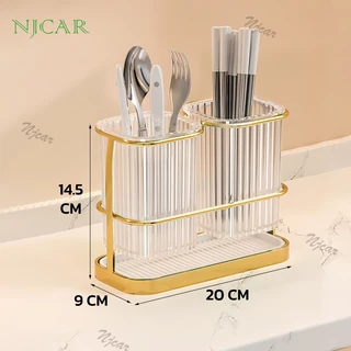 NJCAR H564 ที่ใส่ตะเกียบ เก็บช้อน ส้อม ติดผนังได้ ไม่ต้องเจาะ พร้อมถาดรองน้ำด้านล่าง