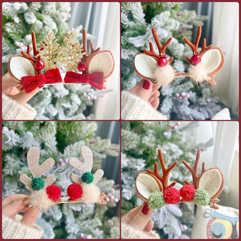 {พร้อมส่ง}2024กิ๊บหมวกคริสมาสต์ กิ๊บติดผมเขากวางซันต้า กิ๊บติดผมเด็กและผู้ใหญ่ หมวกแดง