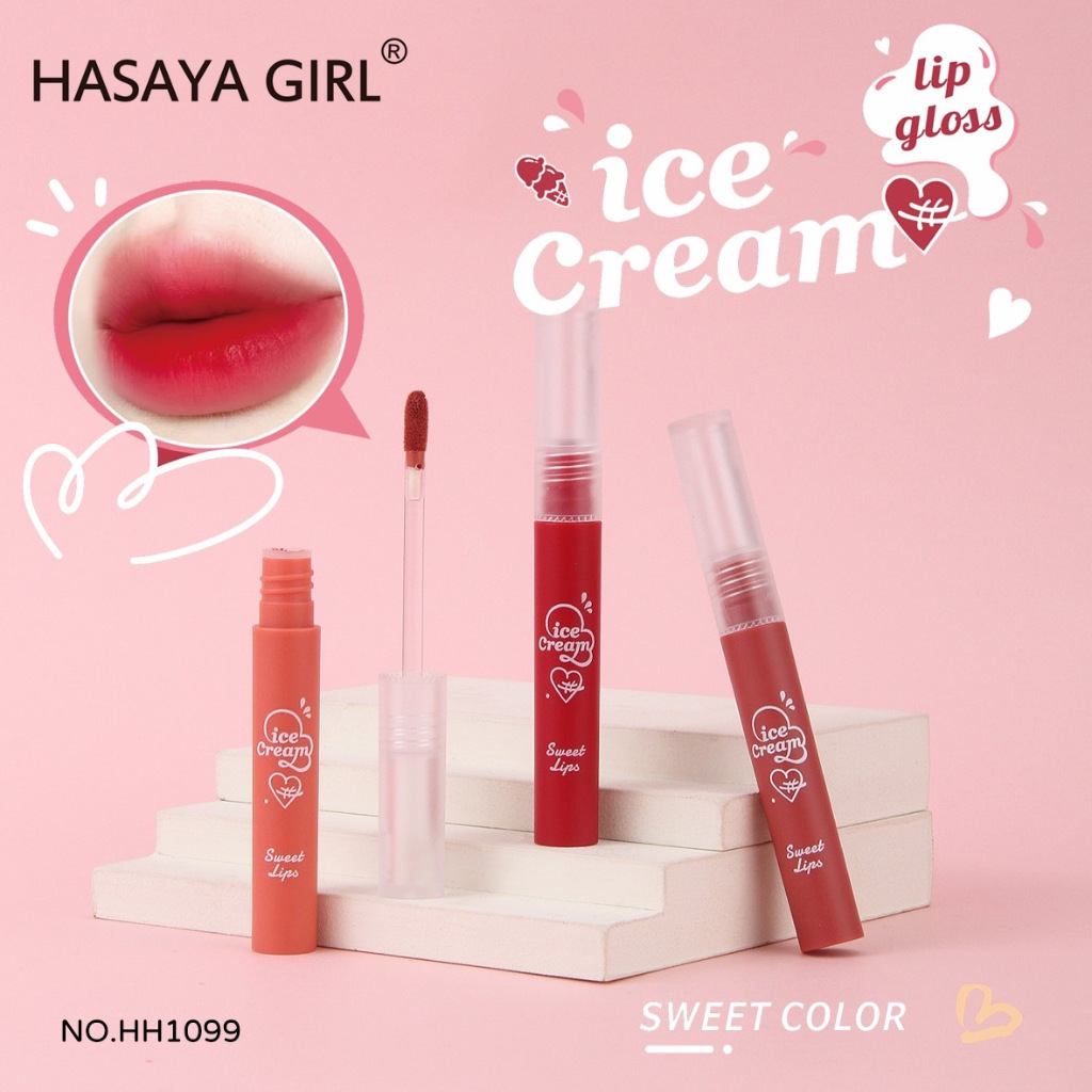 Hasaya Girl Ice Cream Liquid Lip Gloss ลิควิดลิปสติกแมทต์ สีสวย ชัด ติดทนนาน