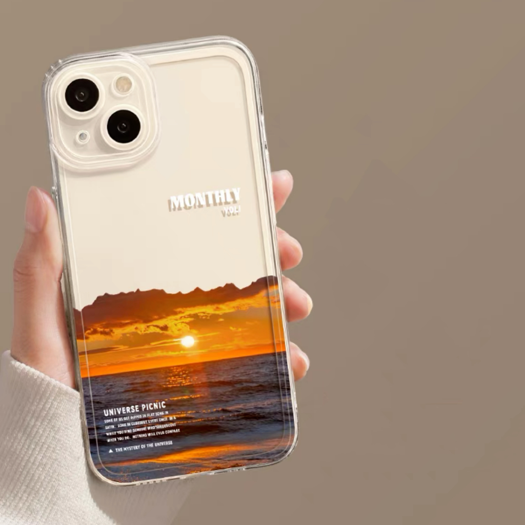 เคสนิ่มสกรีนลาย กันกล้อง ลายท้องฟ้าพื้น สำหรับ for iPhone 11/12/13/14/15/Pro/max xs xsmax xr 7 7plus 15Promax 14Promax