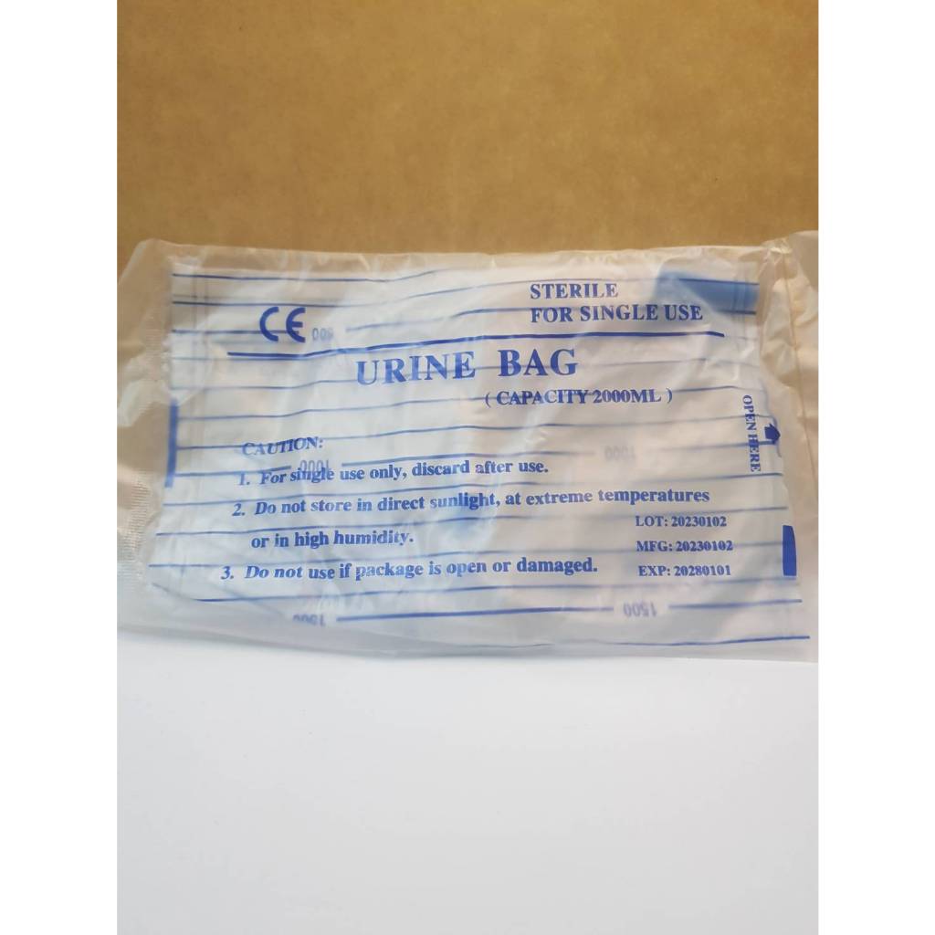 Urine Bag Push-Pull Dis ถุงปัสสาวะผู้ใหญ่ เทล่าง วาลว์ดึงเปิด/ดันปิด Medical Grade Sterile จุได้ 2000ml. German Standard